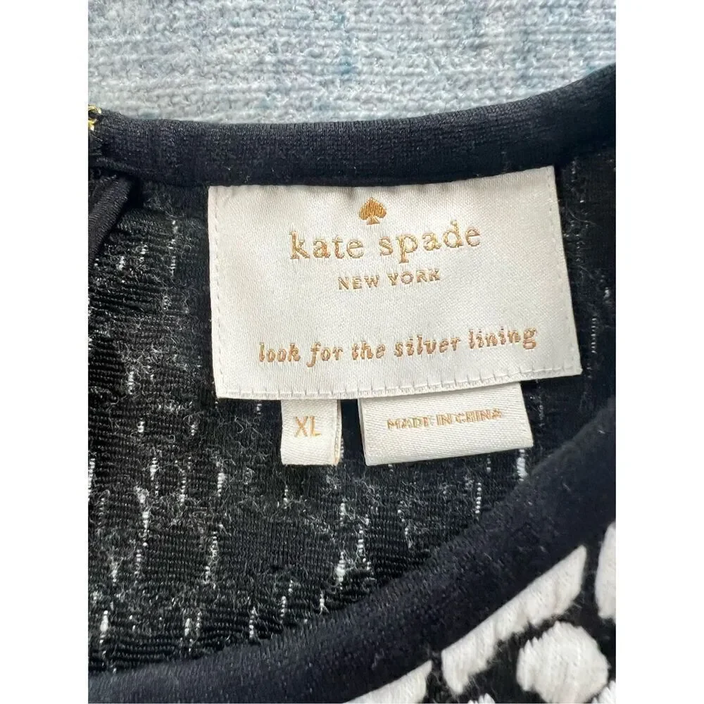 Kate Spade Black & White Leopard Print Textured Sleeveless Dress Size XL